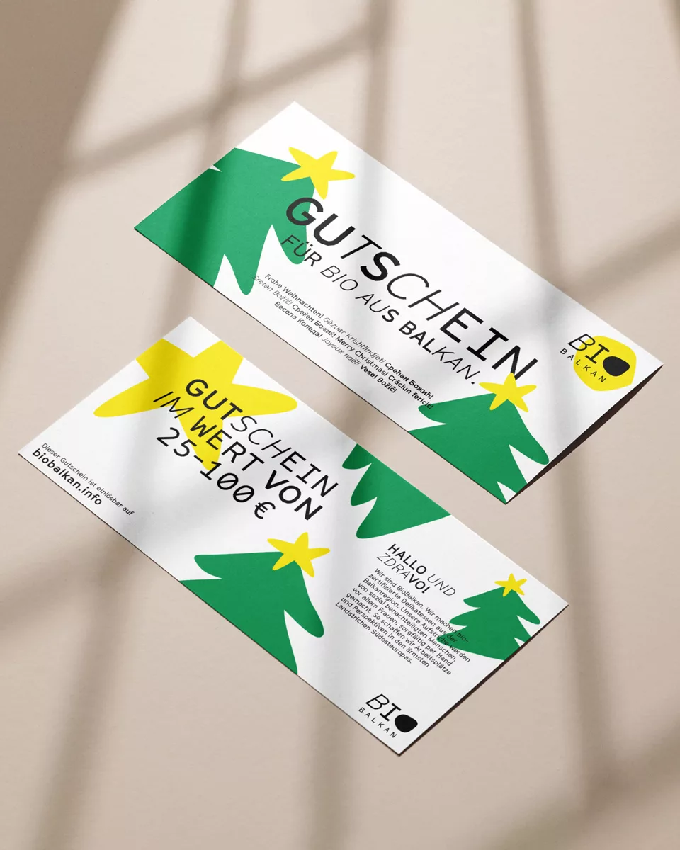 Geschenkgutschein von BioBalkan, zu Weihnachten