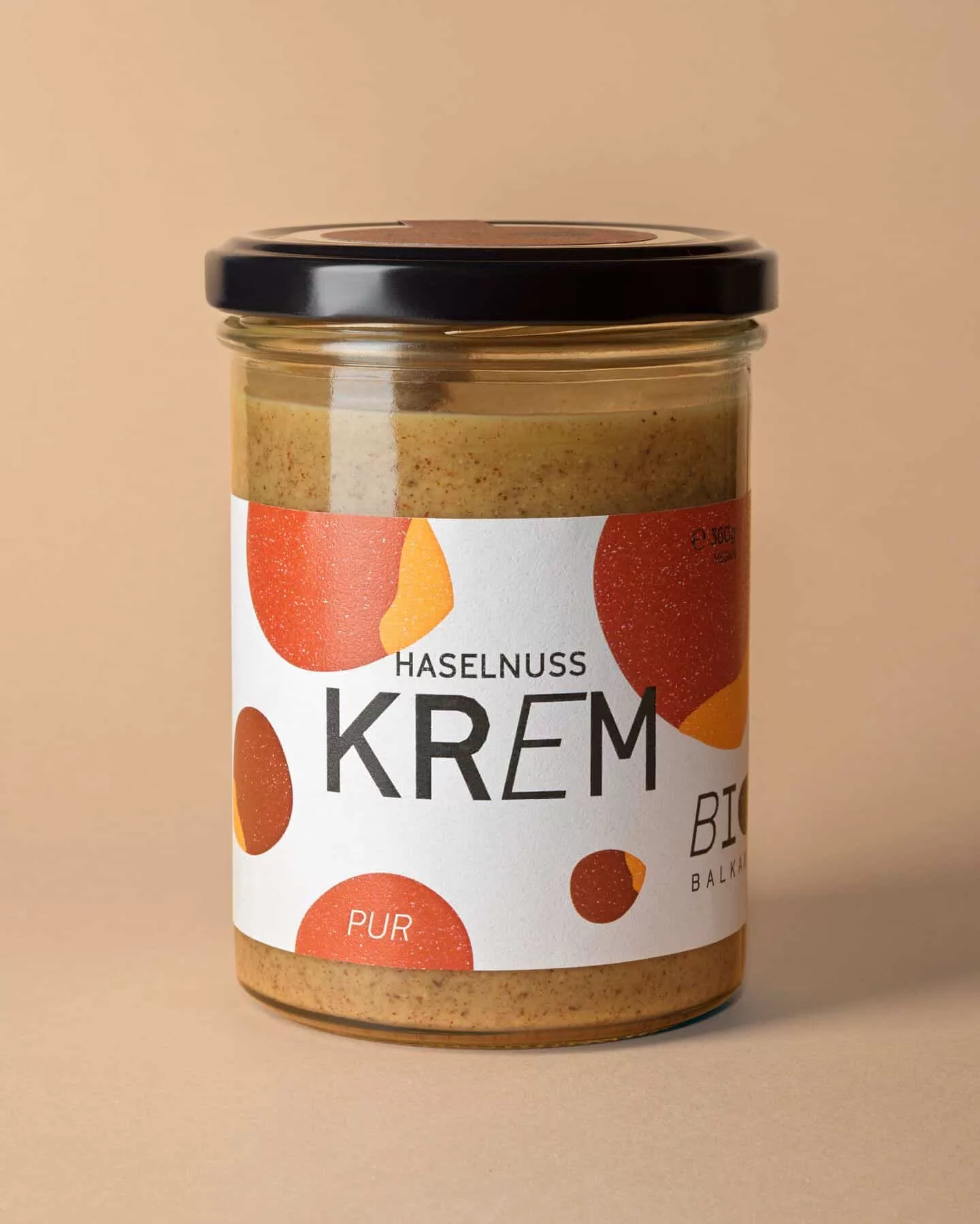 Bio Haselnuss Krem pur im 360 Gramm Glas von BioBalkan